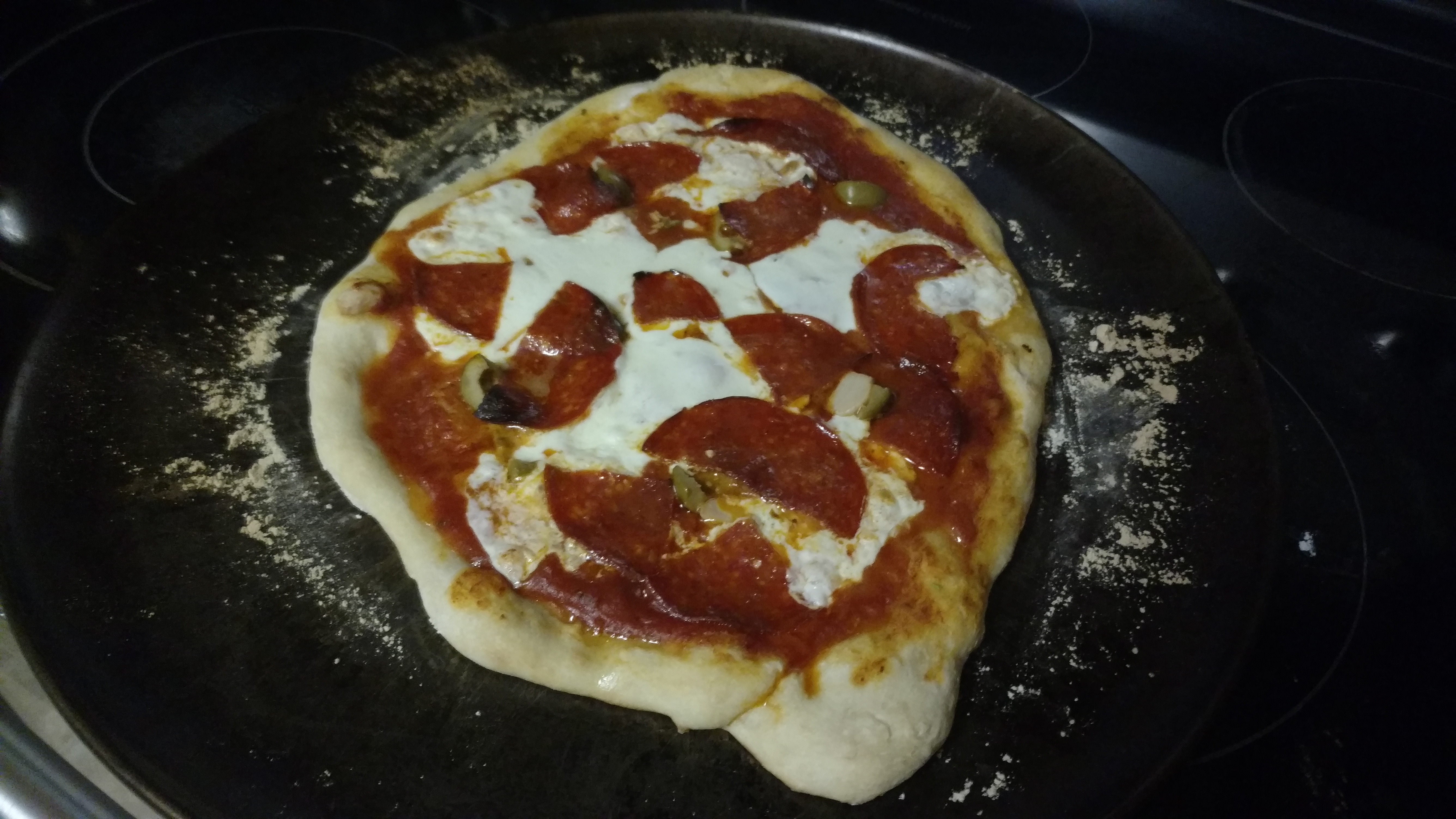 Coming out of the oven.