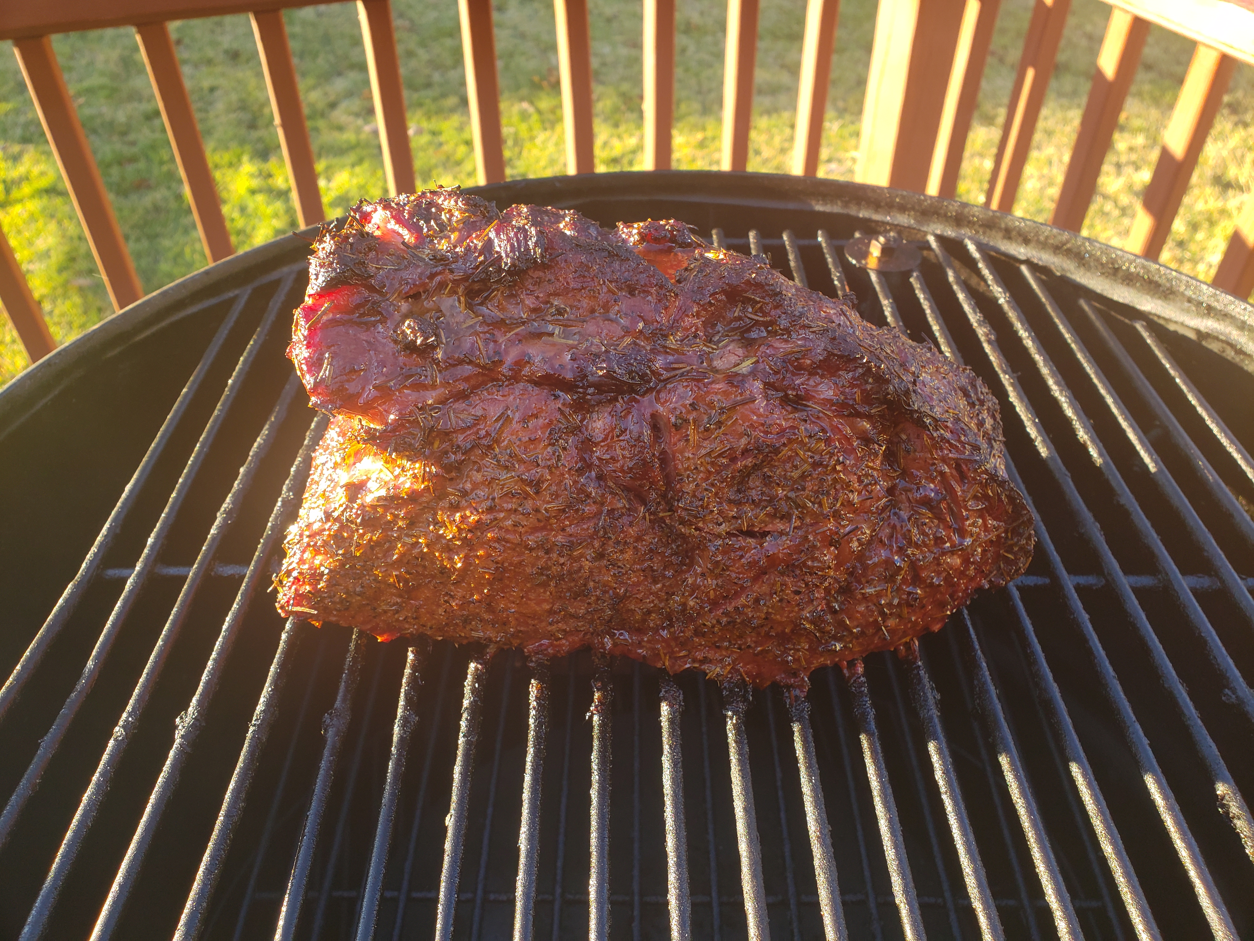 Smoked prime rib at 125 degrees in the middle