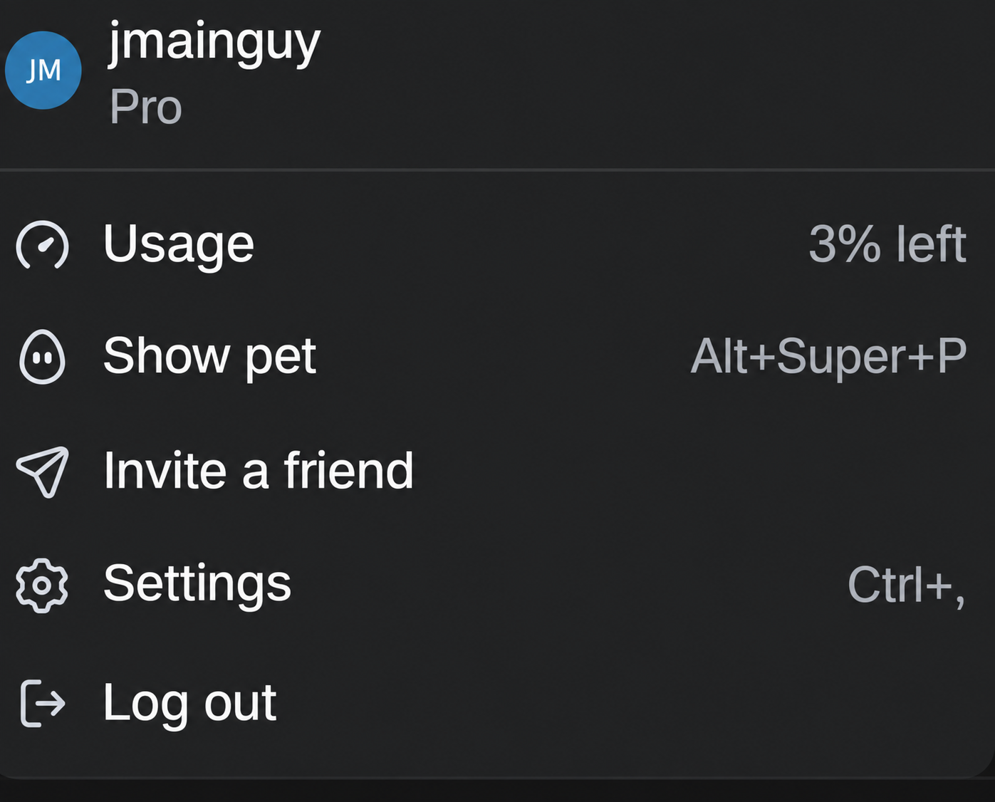 My Codex usage down to 3% remaining